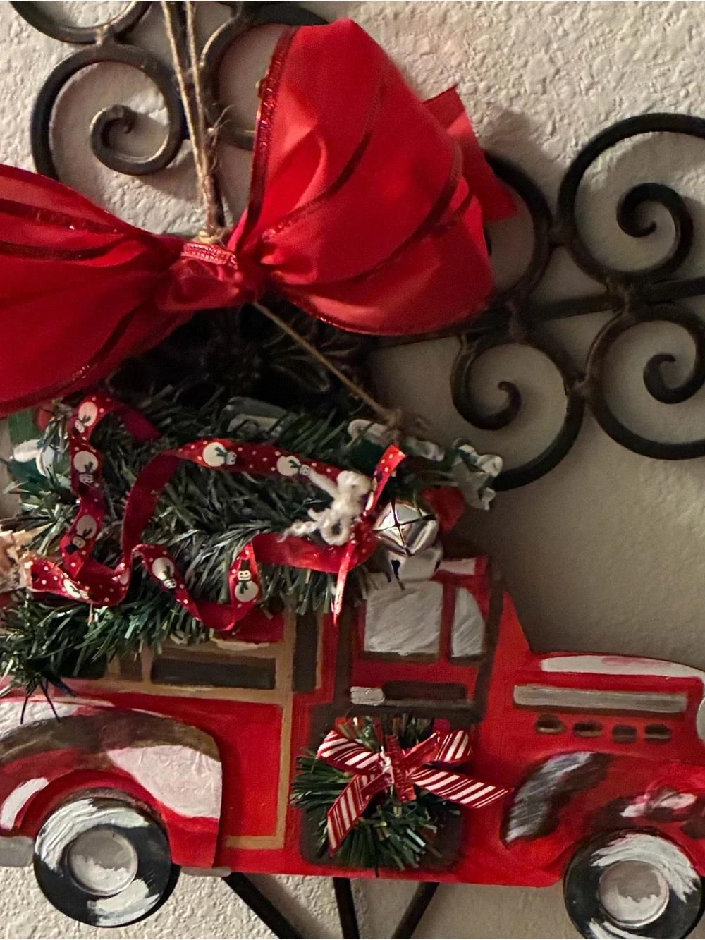 Festive Red Holiday Truck Hanging or Ornament